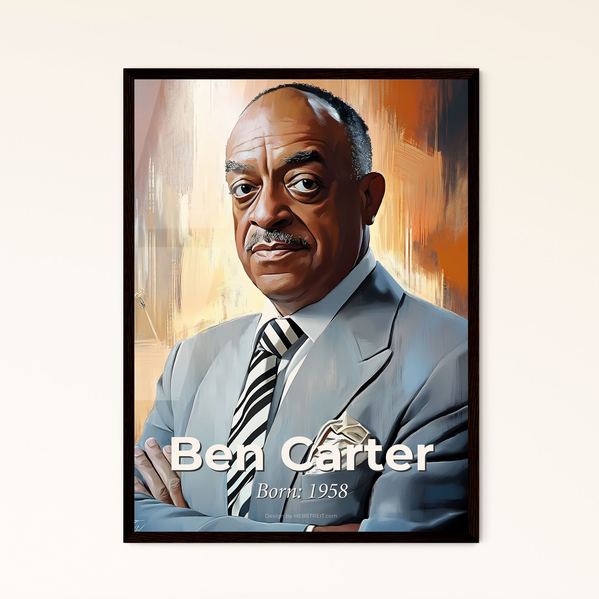 Portrait of Ben Carter, Born: 1958. Impressionistic painting of a man in a suit and tie.