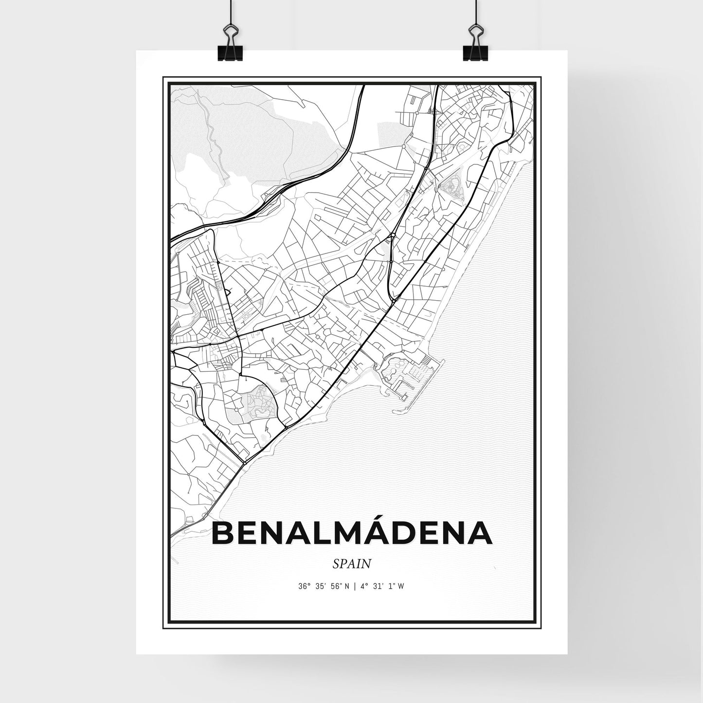 Benalmádena Spain - Premium City Map Poster