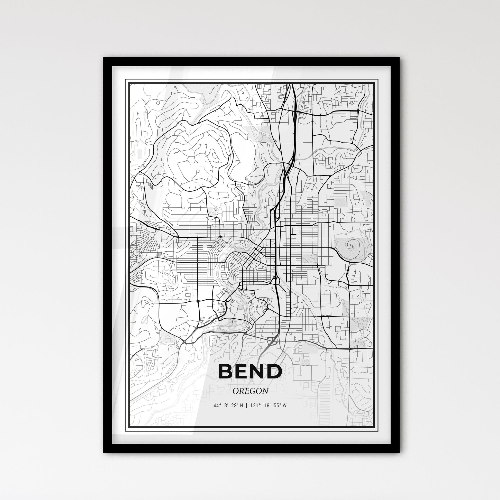 Bend Oregon - Scandinavian Style City Map for Modern Home Decor