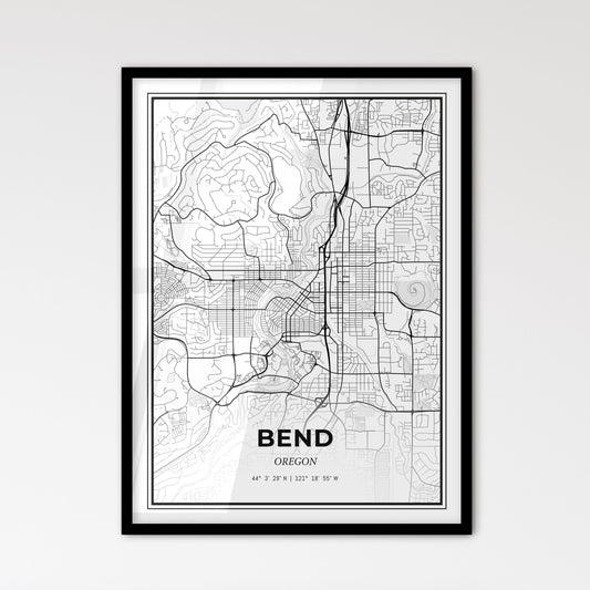 Bend Oregon - Scandinavian Style City Map for Modern Home Decor