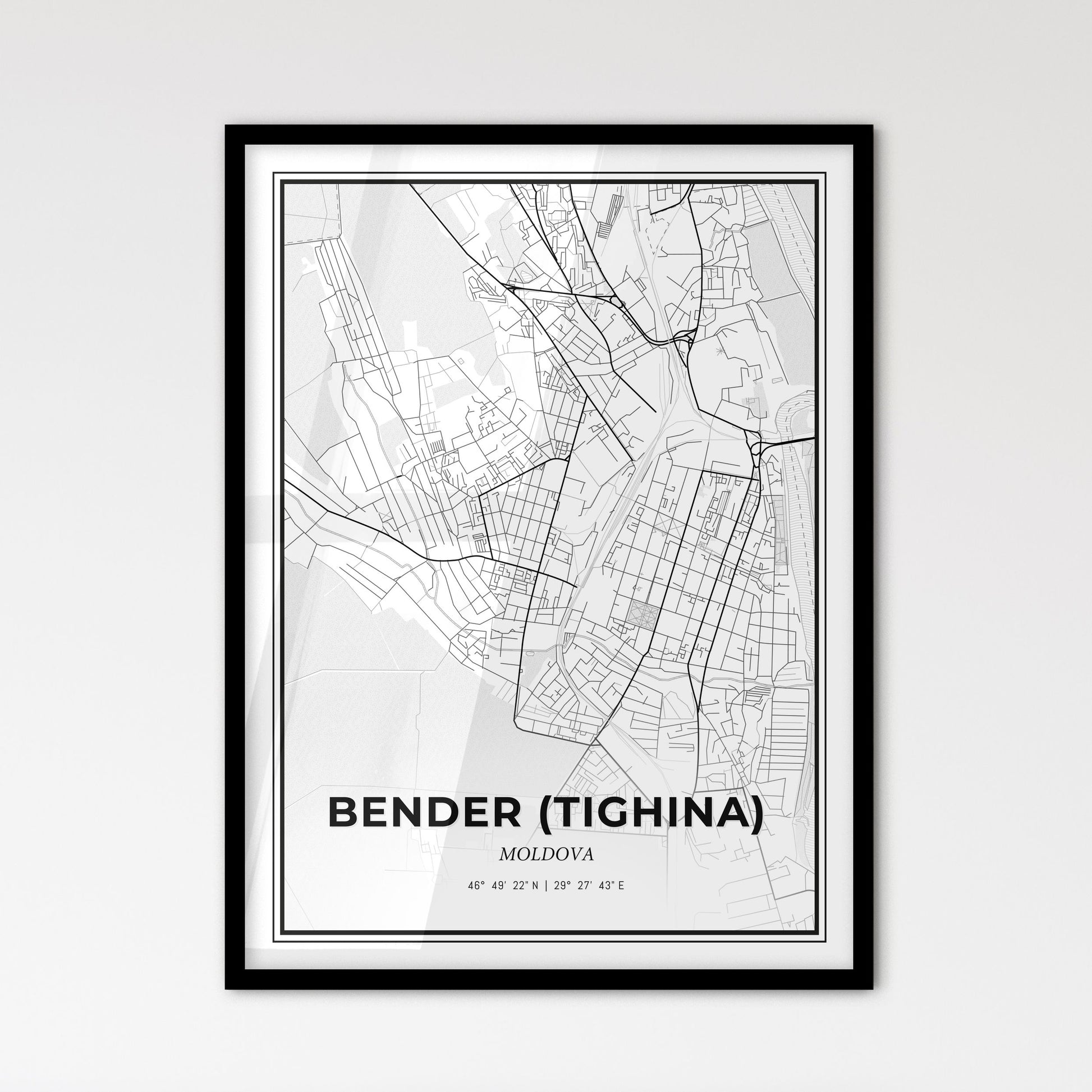 Bender (Tighina) Moldova - Scandinavian Style City Map for Modern Home Decor