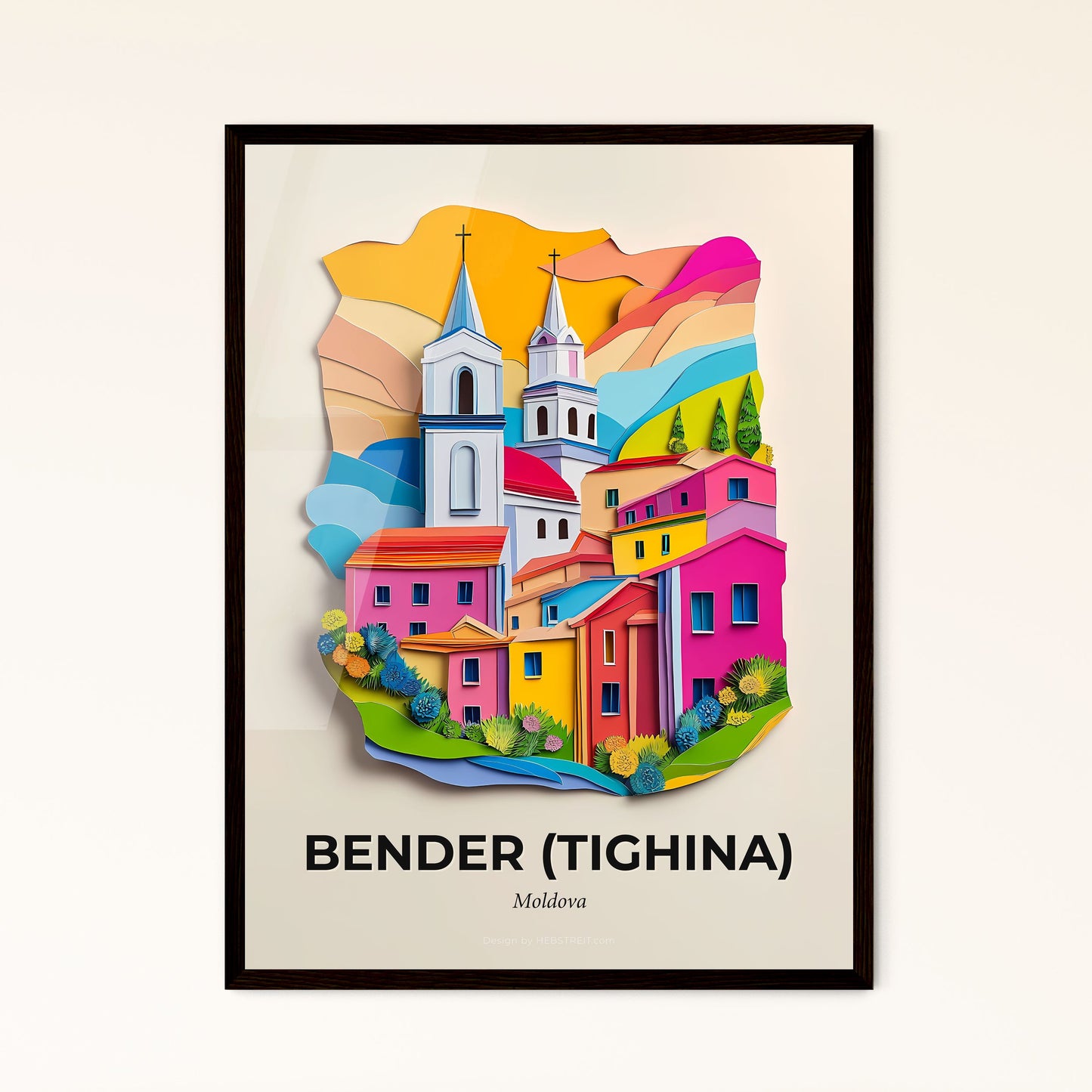 Vivid Bender (Tighina), Moldova - a colorful city with a church and a steeple