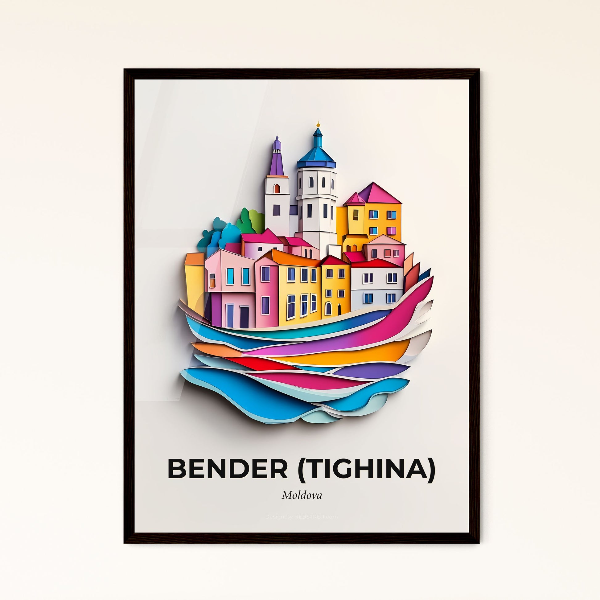 Vivid Bender (Tighina), Moldova - a paper cut of a city on a wave