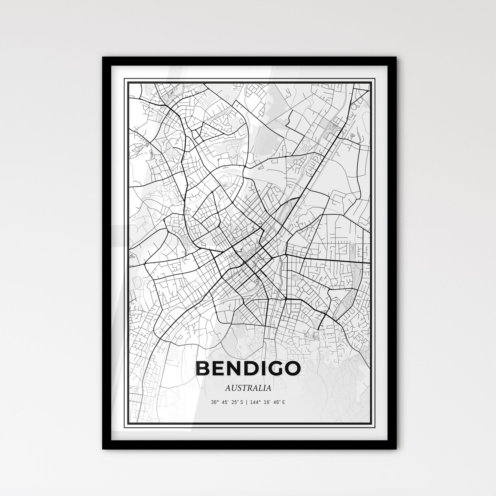 Bendigo Australia - Scandinavian Style City Map for Modern Home Decor