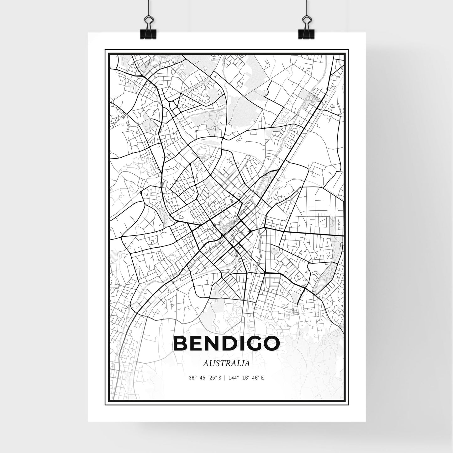 Bendigo Australia - Premium City Map Poster