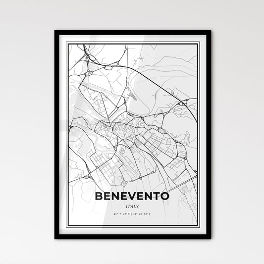 Benevento Italy - Scandinavian Style City Map for Modern Home Decor