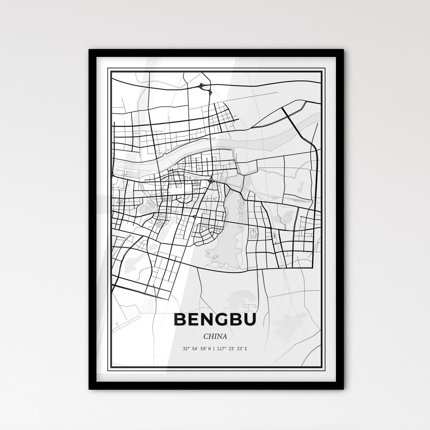 Bengbu China - Scandinavian Style City Map for Modern Home Decor