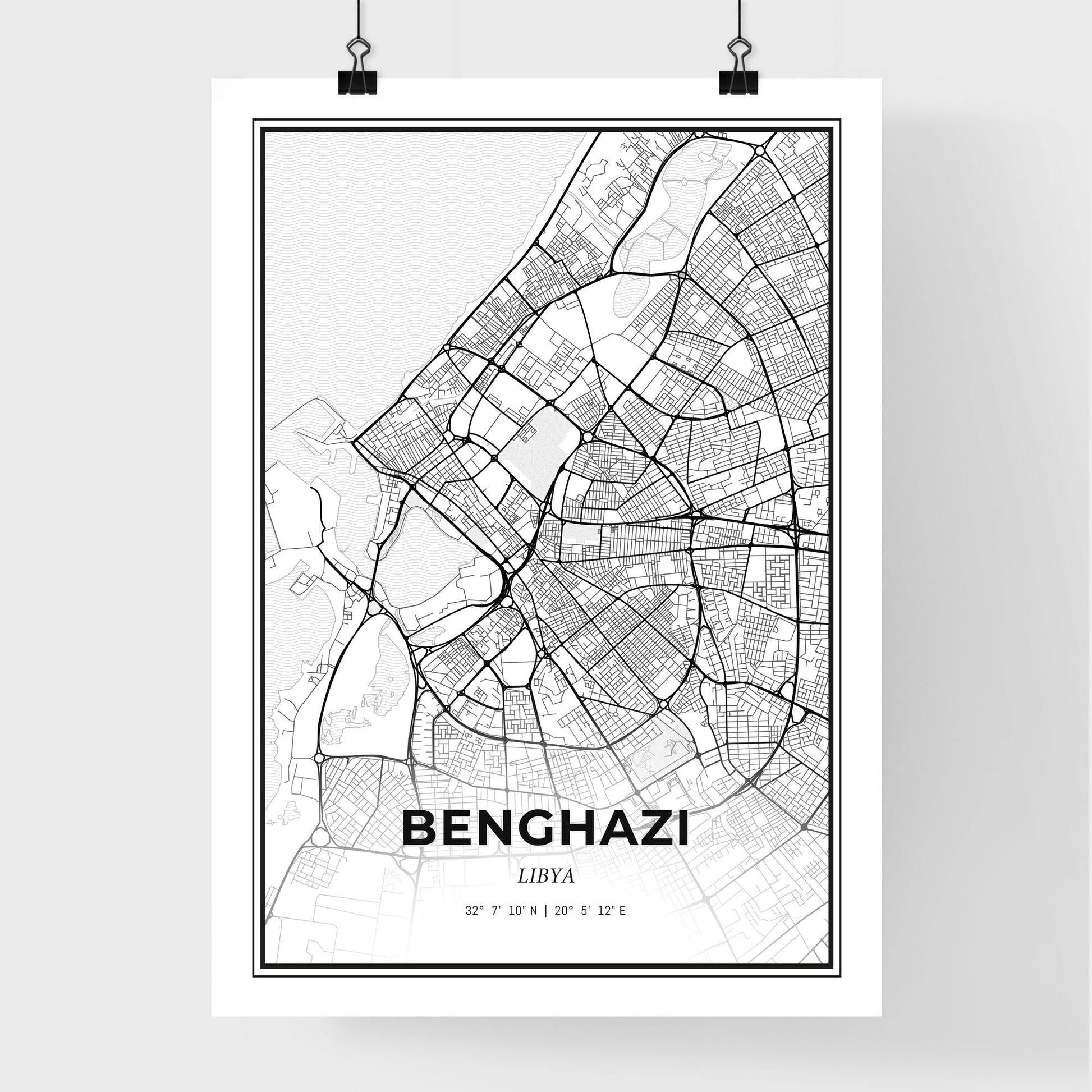 Benghazi Libya - Premium City Map Poster