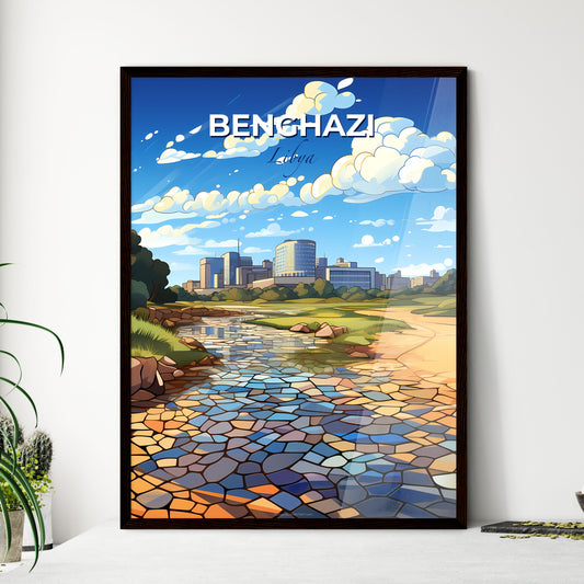 Vibrant Painting of Benghazi Libya Skyline with River Depicting City's Artistic Heritage Default Title