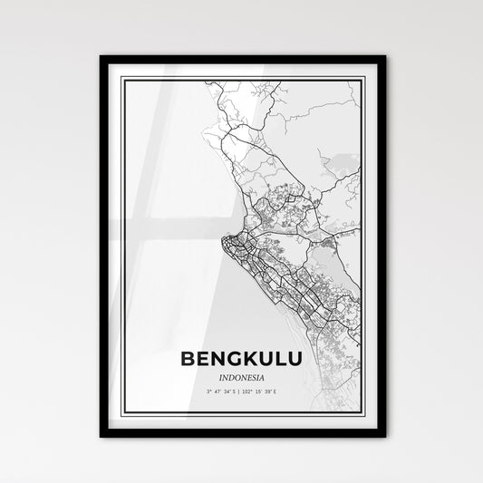 Bengkulu Indonesia - Scandinavian Style City Map for Modern Home Decor