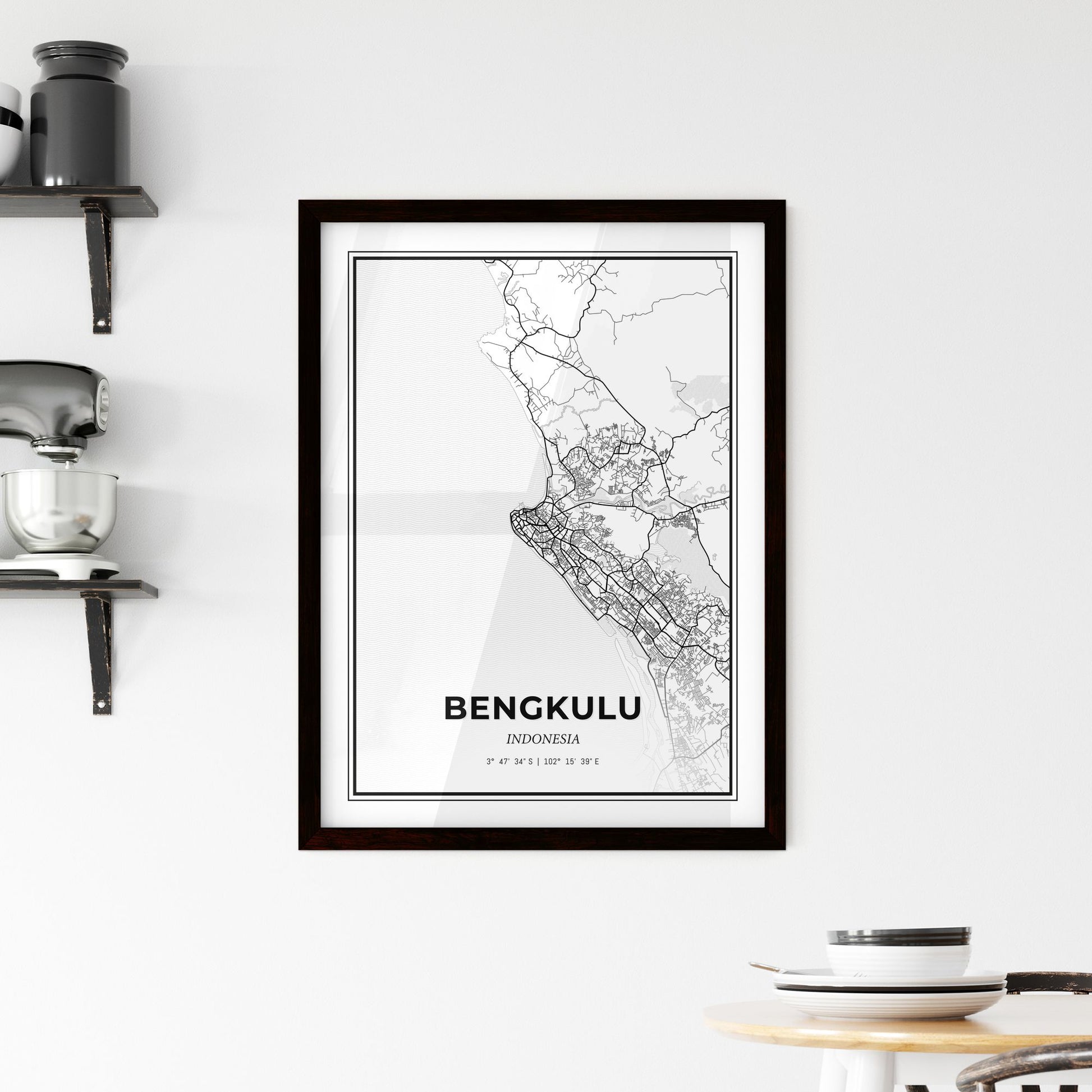 Bengkulu Indonesia - Minimal City Map