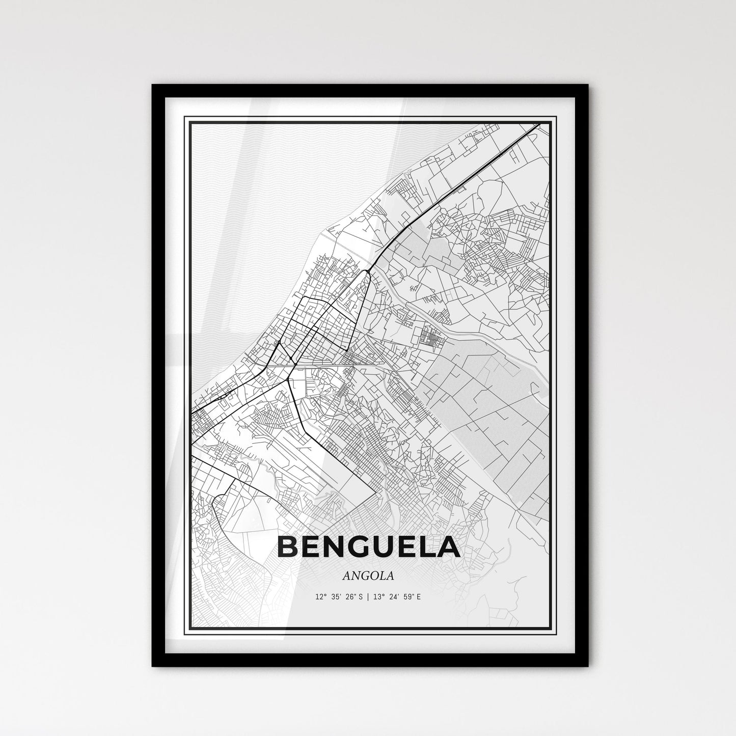 Benguela Angola - Scandinavian Style City Map for Modern Home Decor