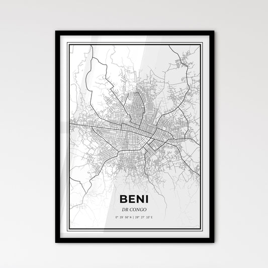 Beni DR Congo - Scandinavian Style City Map for Modern Home Decor