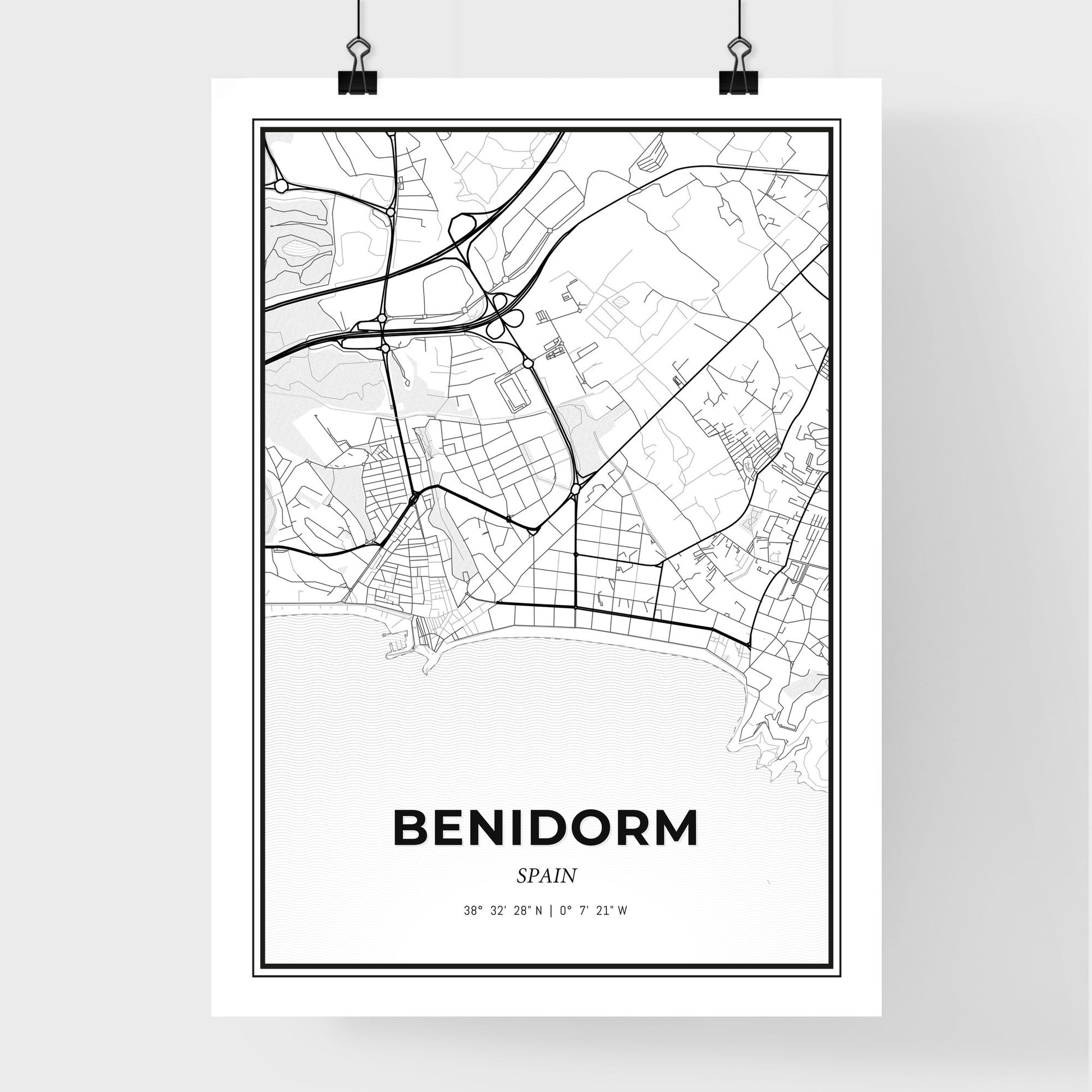 Benidorm Spain - Premium City Map Poster