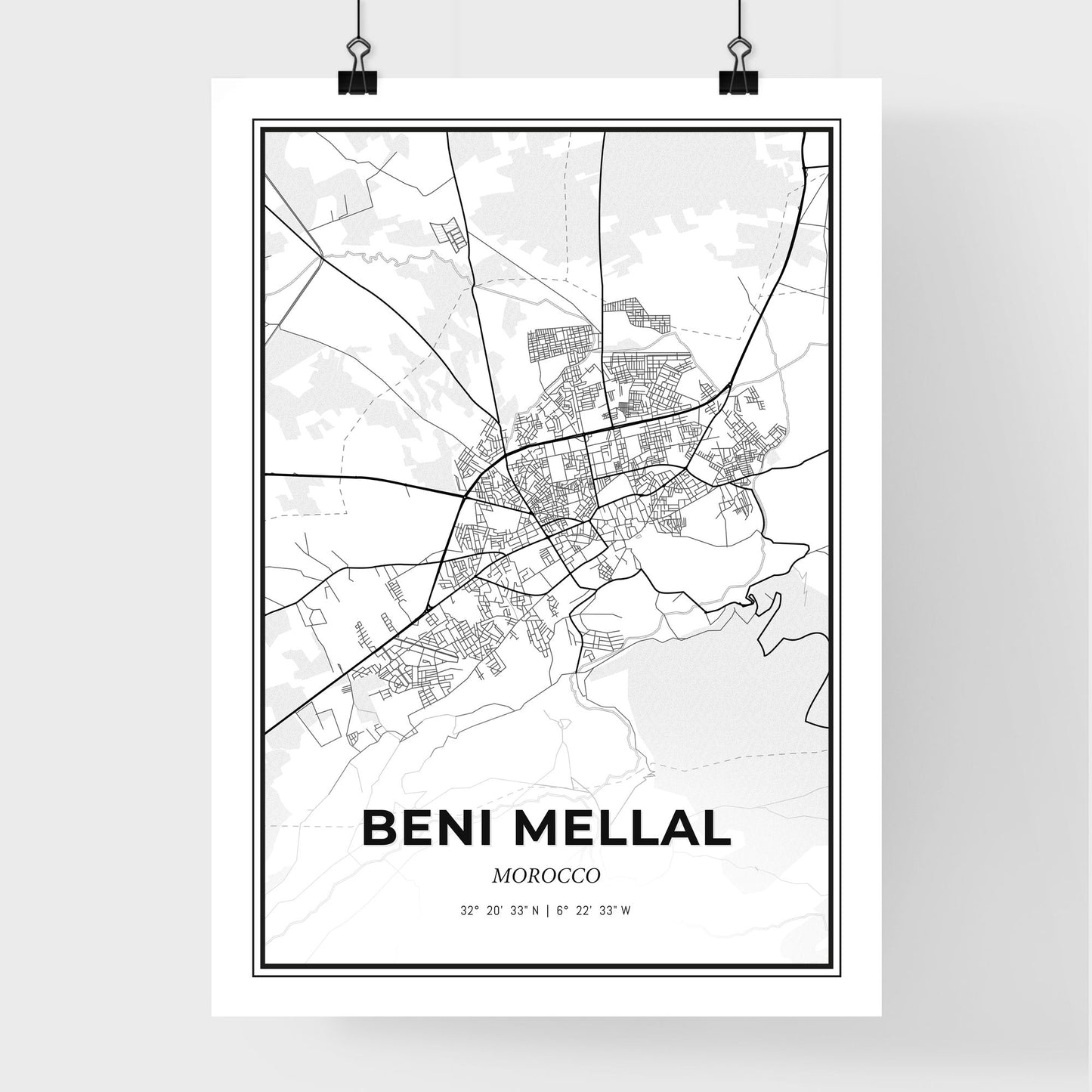 Beni Mellal Morocco - Premium City Map Poster