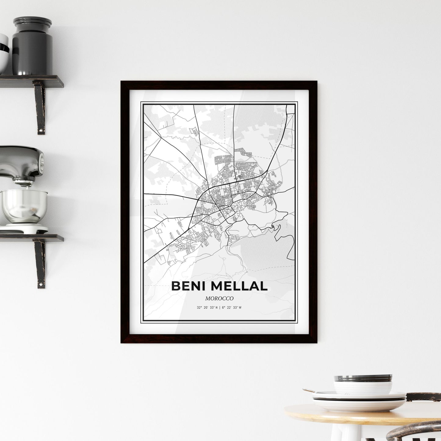 Beni Mellal Morocco - Minimal City Map