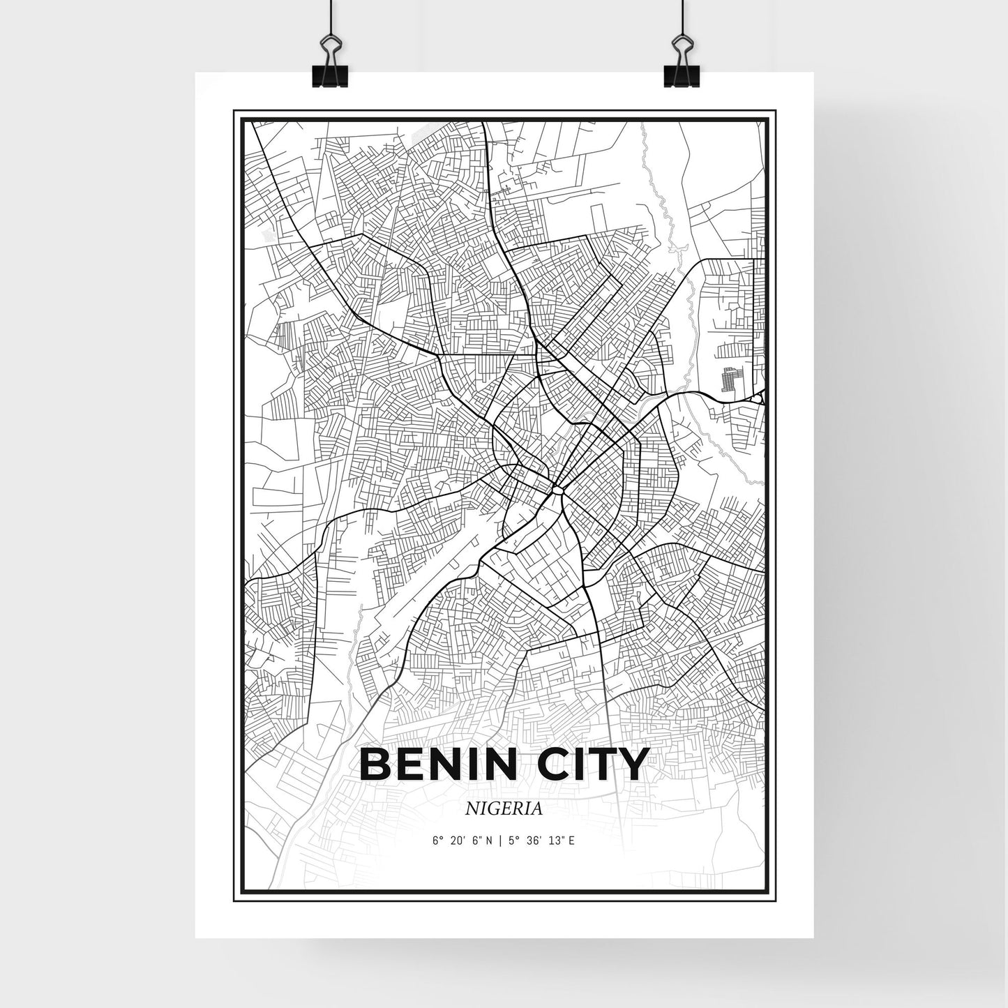 Benin City Nigeria - Premium City Map Poster