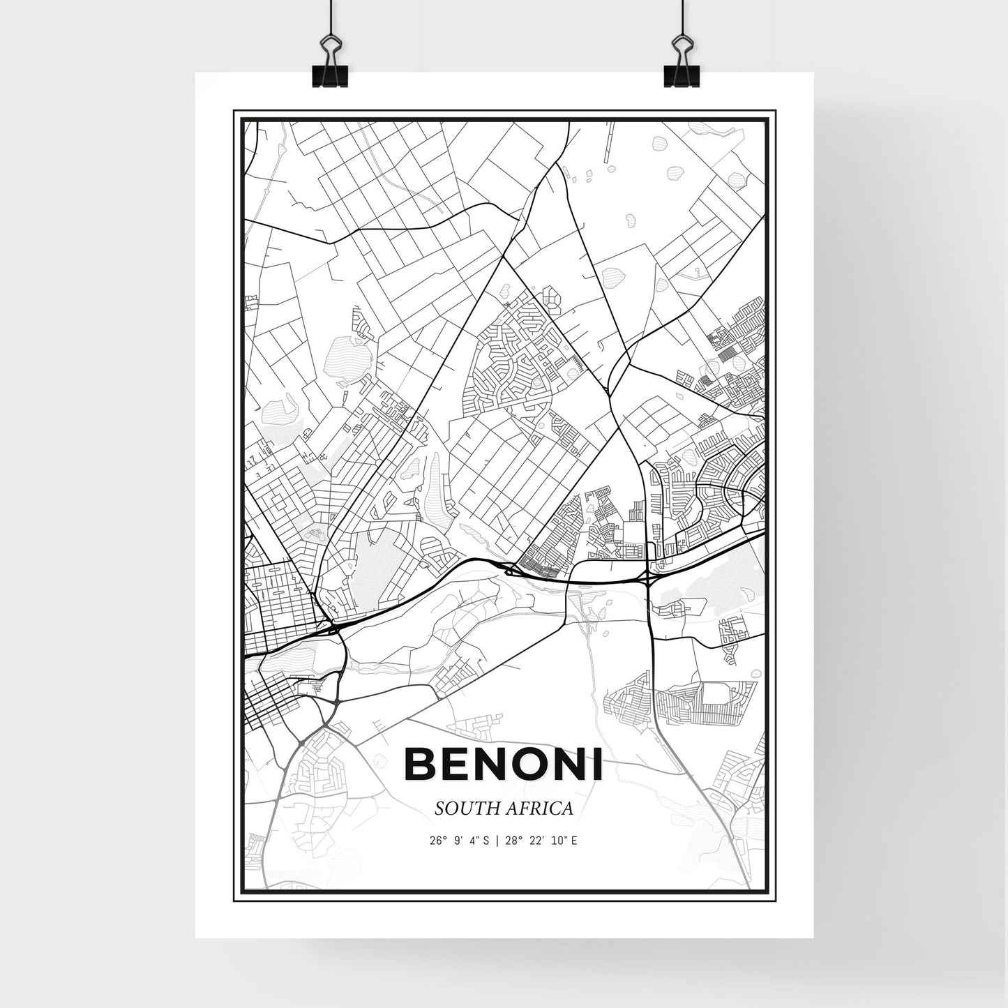 Benoni South Africa - Premium City Map Poster