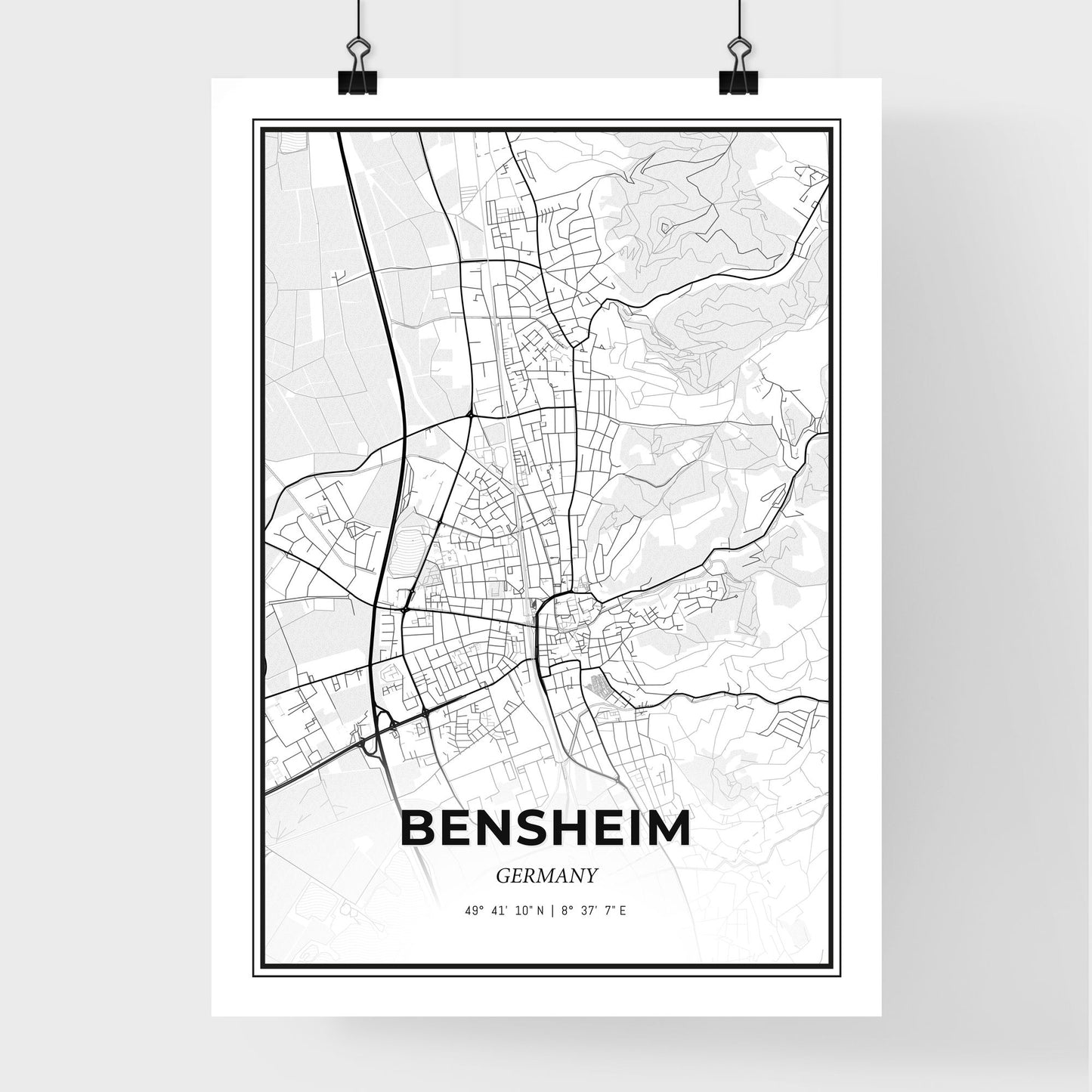 Bensheim Germany - Premium City Map Poster