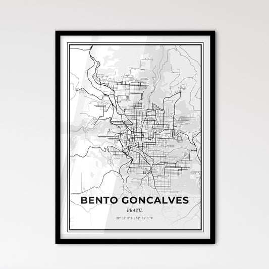 Bento Goncalves Brazil - Scandinavian Style City Map for Modern Home Decor