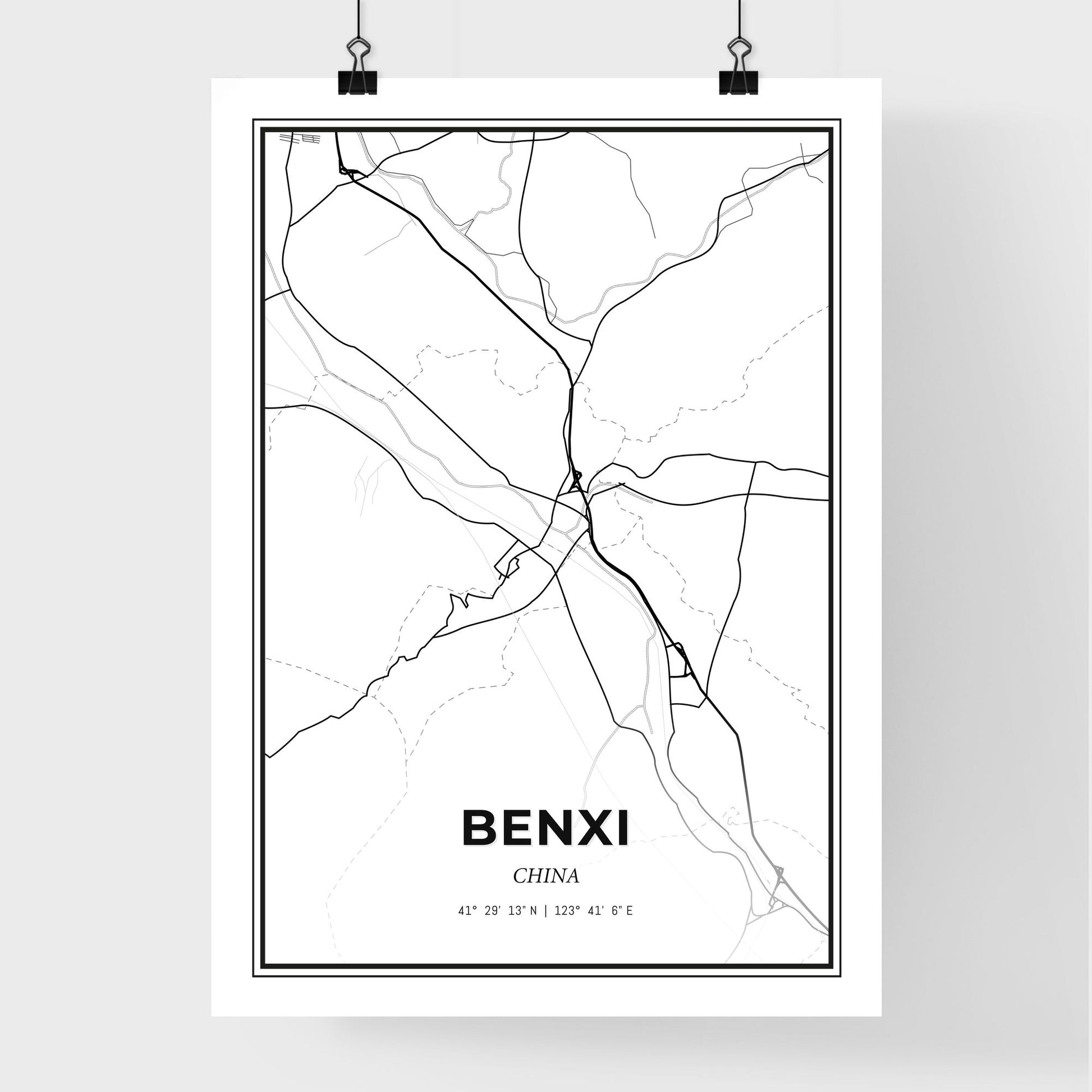 Benxi China - Premium City Map Poster