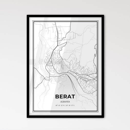 Berat Albania - Scandinavian Style City Map for Modern Home Decor