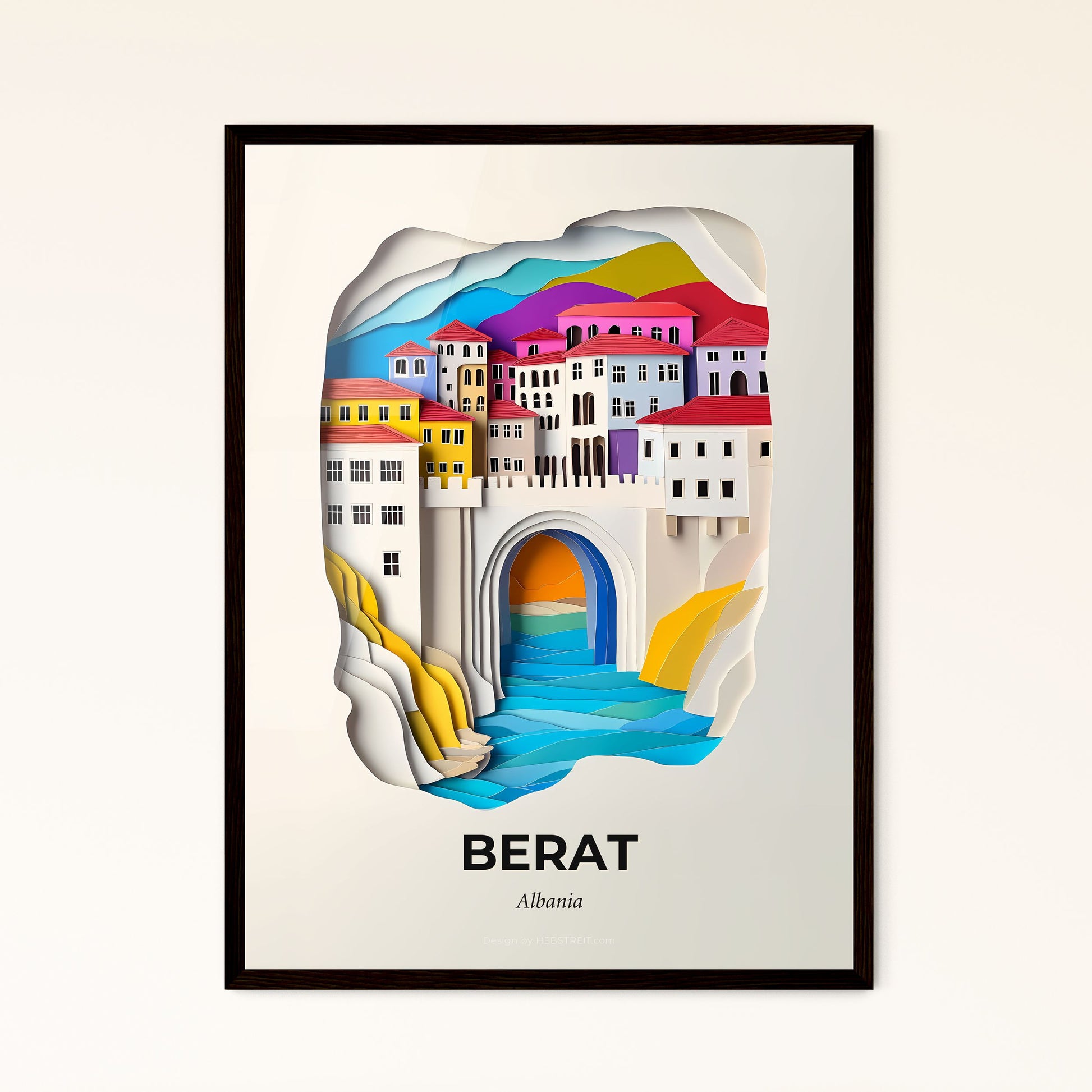 Vivid Berat, Albania - a paper cut of a city with a river