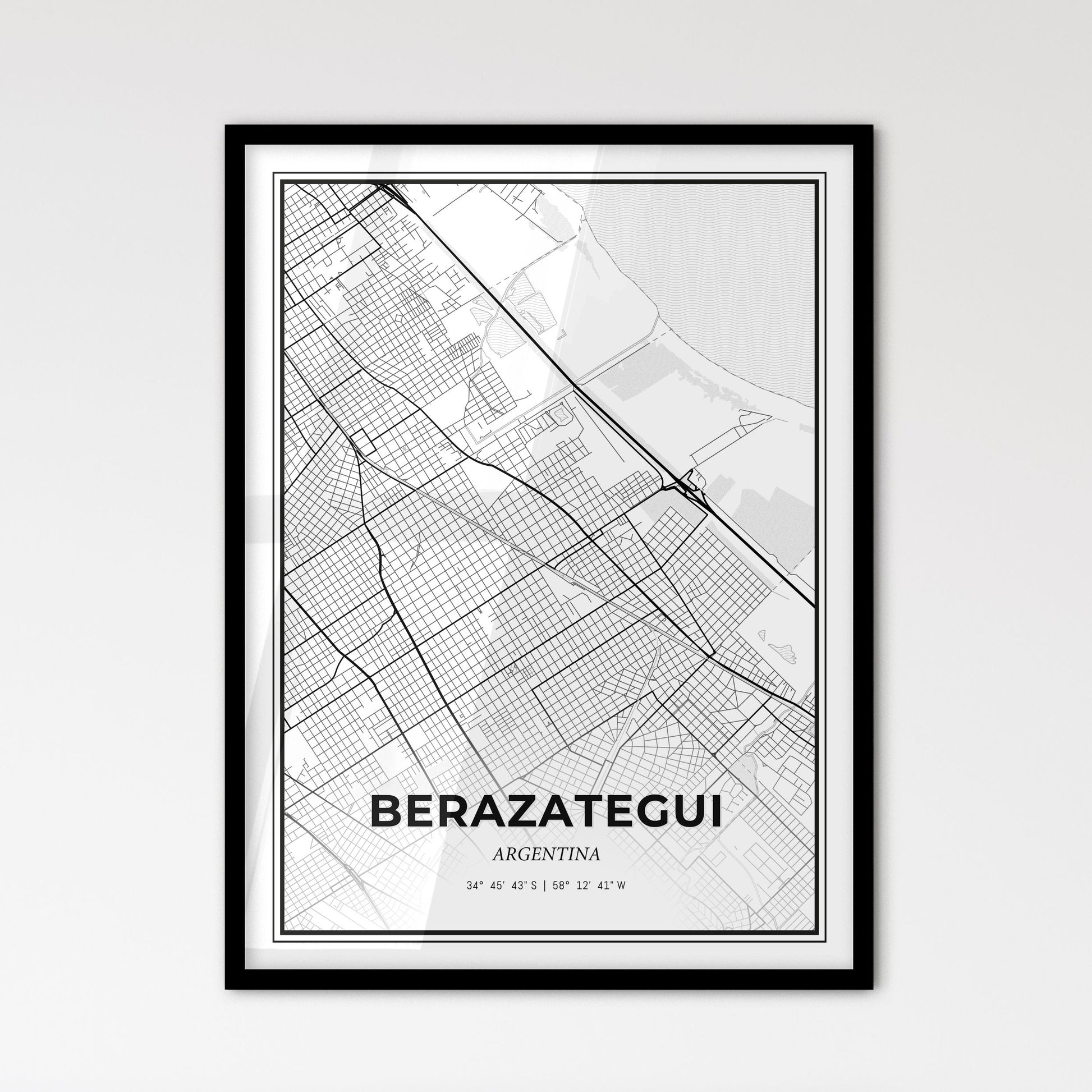 Berazategui Argentina - Scandinavian Style City Map for Modern Home Decor