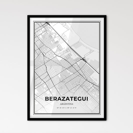 Berazategui Argentina - Scandinavian Style City Map for Modern Home Decor