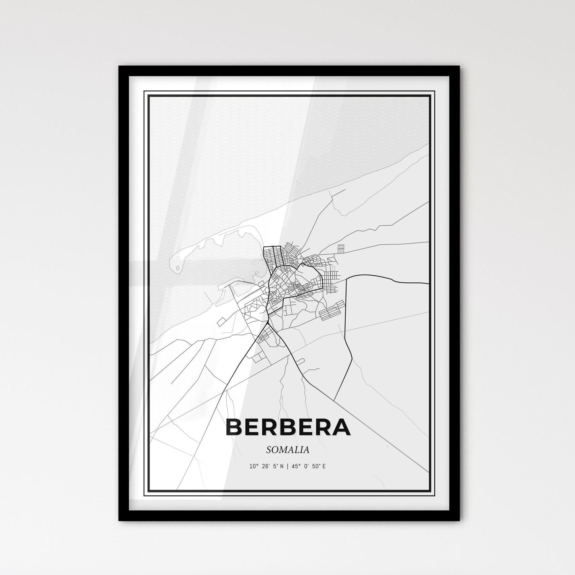 Berbera Somalia - Scandinavian Style City Map for Modern Home Decor