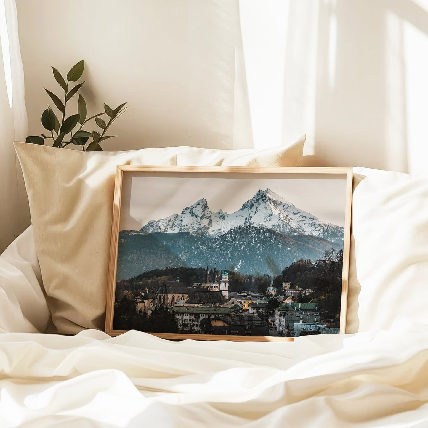 Berchtesgaden Print – Watzmann Mountain and Bavarian Town Wall Art