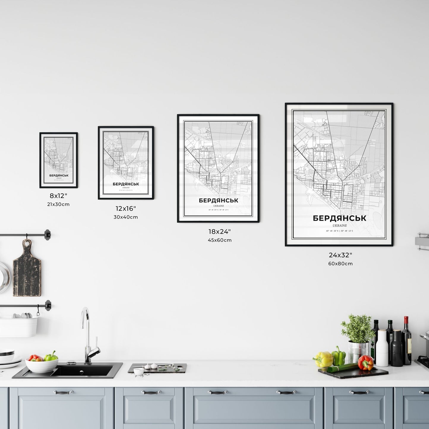 Berdiansk Ukraine - Customizable Modern City Map