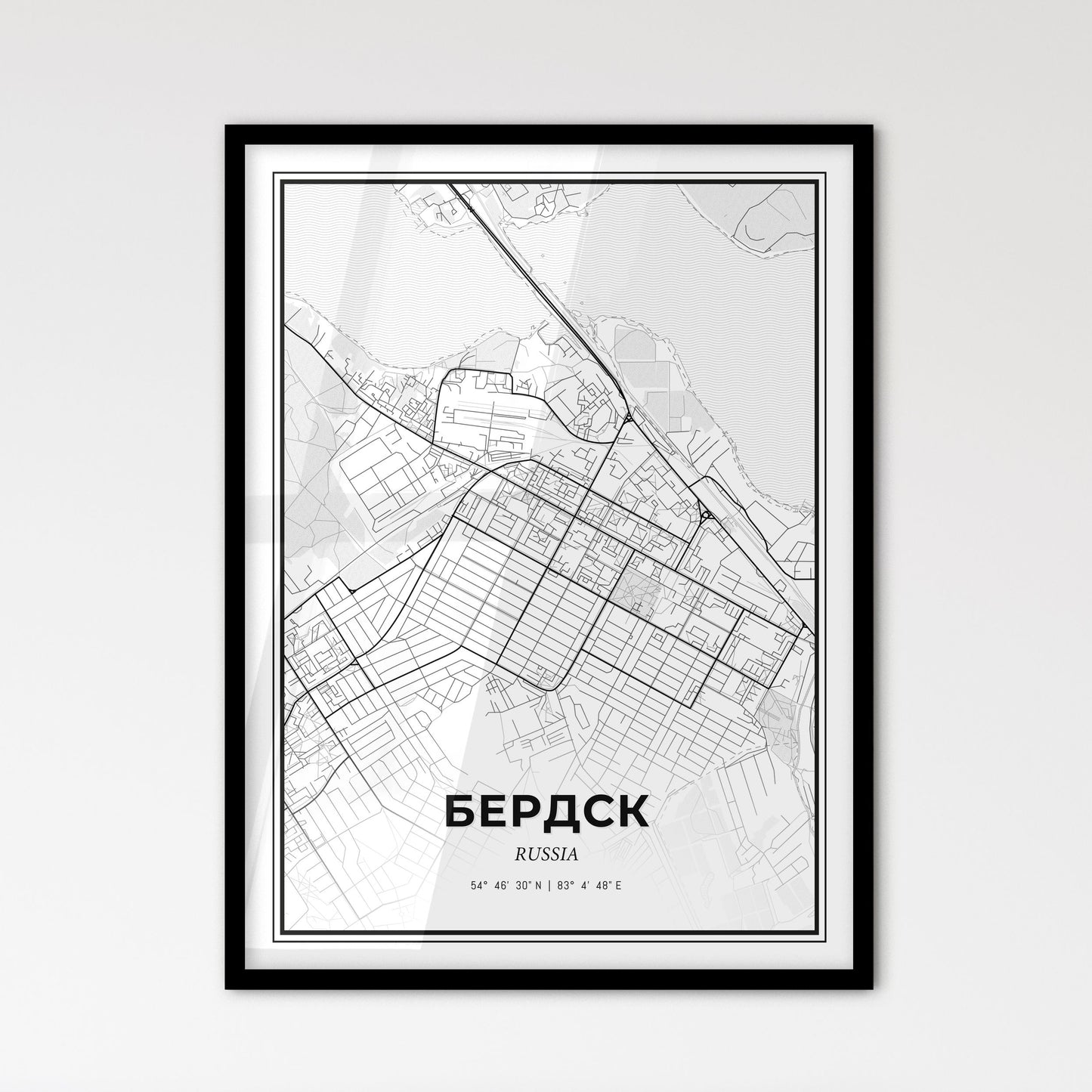 Berdsk Russia - Scandinavian Style City Map for Modern Home Decor