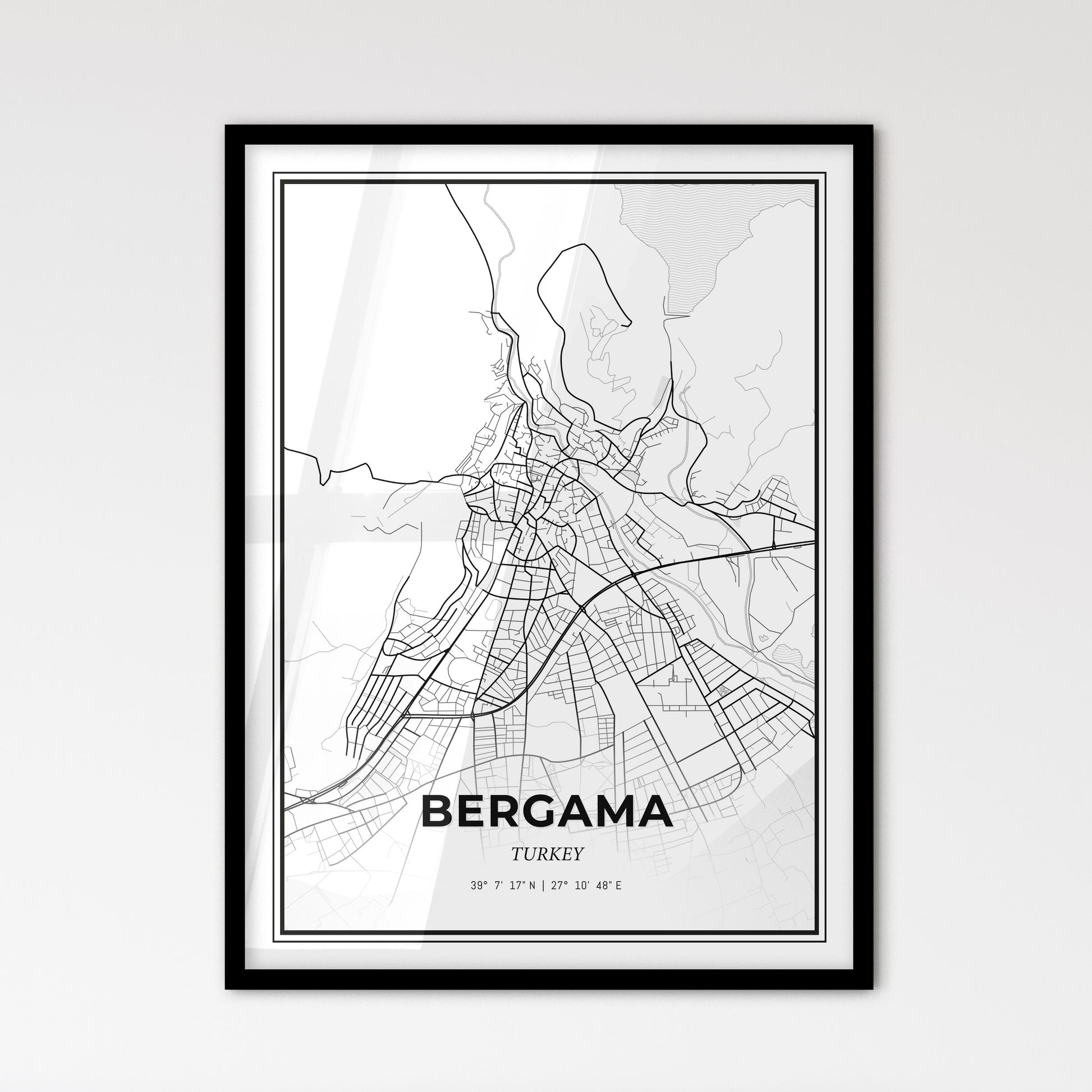 Bergama Turkey - Scandinavian Style City Map for Modern Home Decor