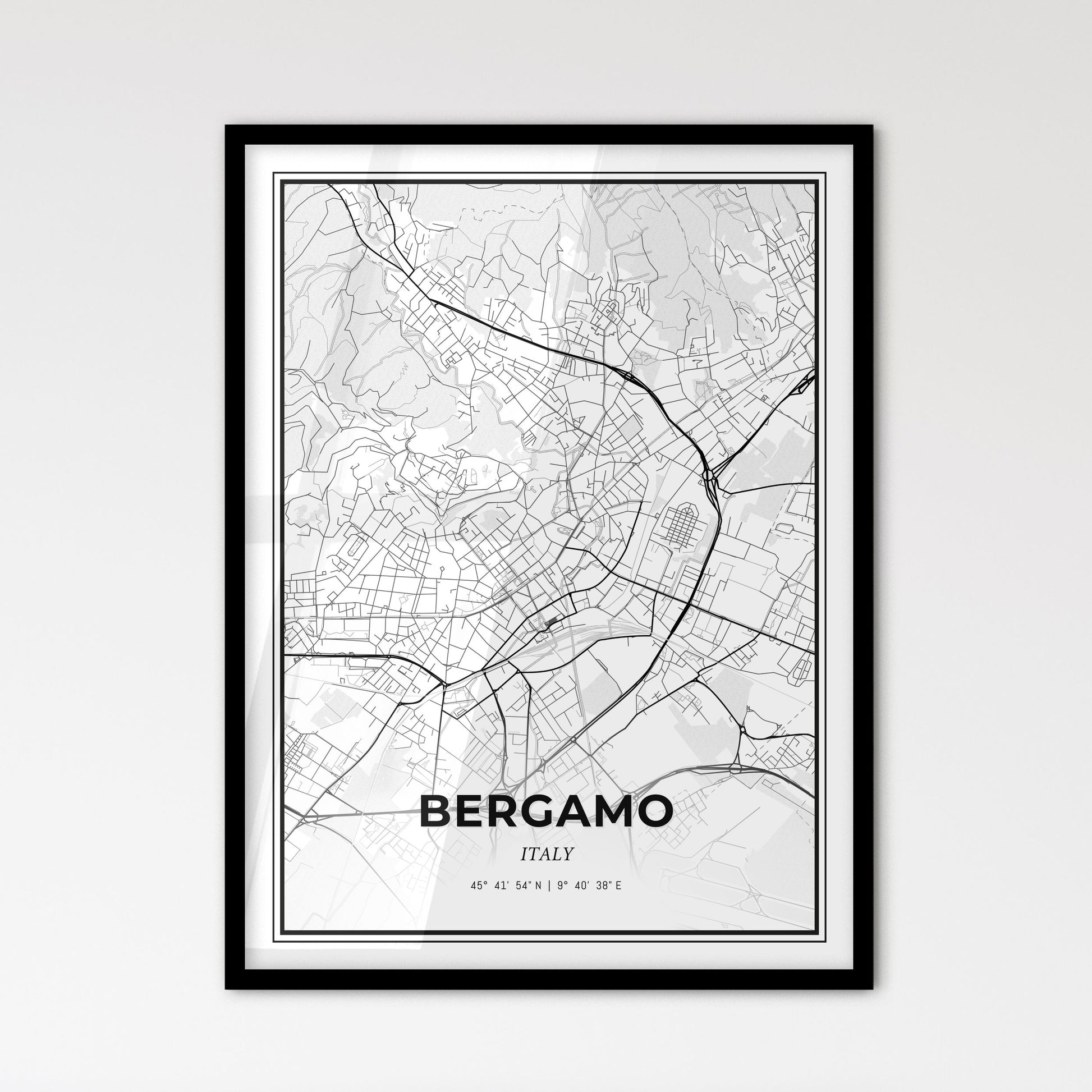 Bergamo Italy - Scandinavian Style City Map for Modern Home Decor