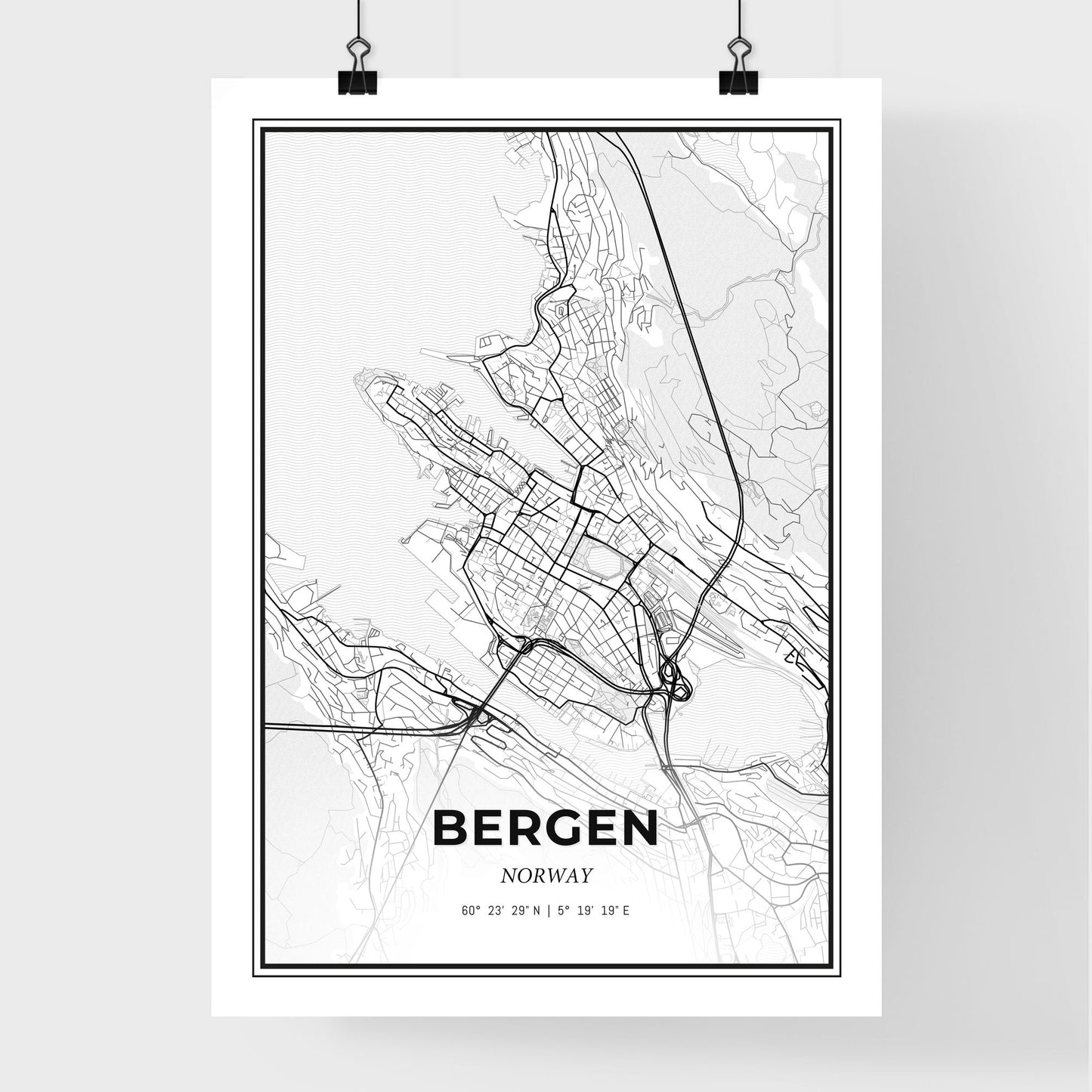 Bergen Norway - Premium City Map Poster