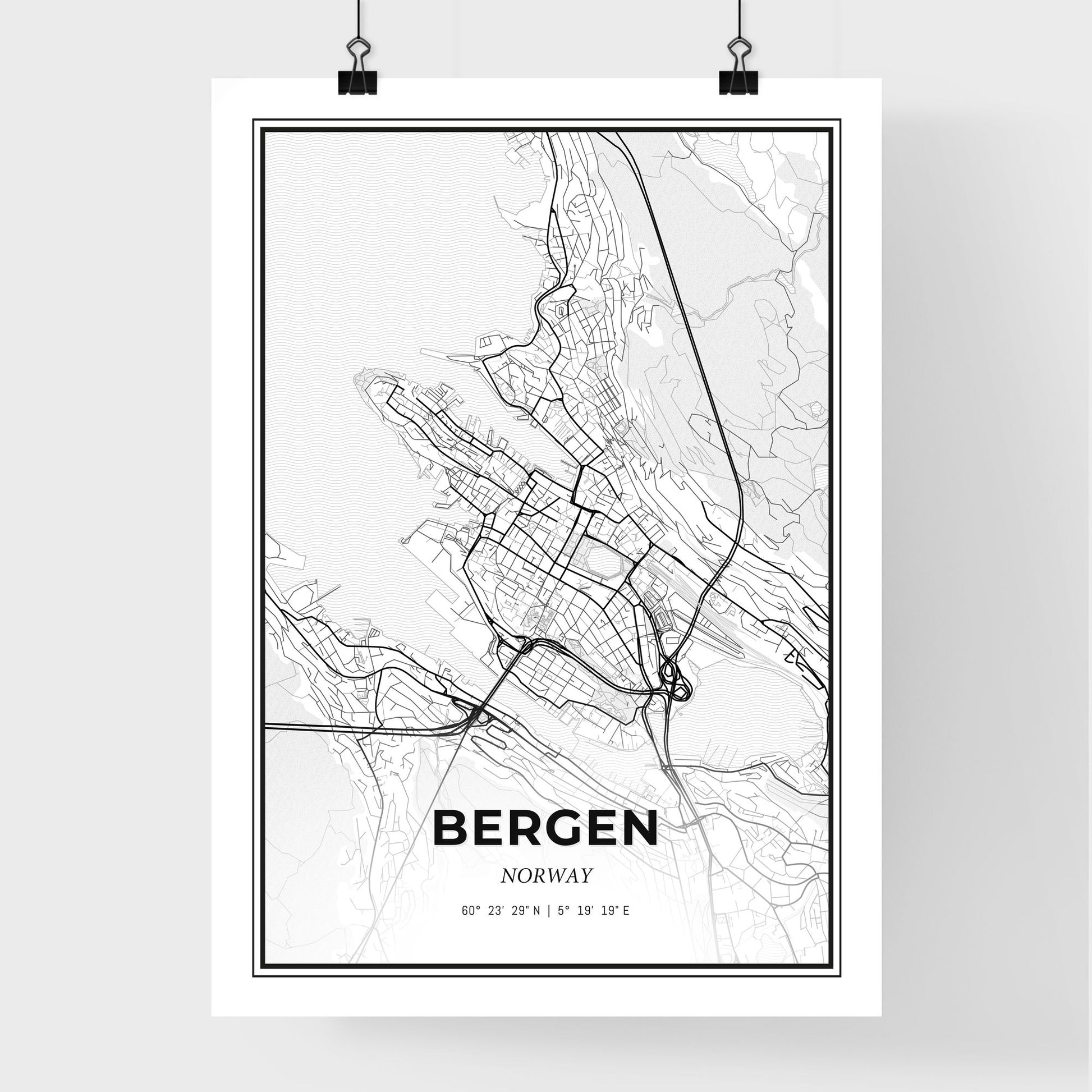 Bergen Norway - Premium City Map Poster