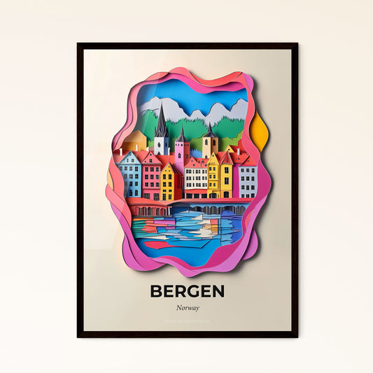 Vivid Bergen, Norway - a paper cut of a city with a river