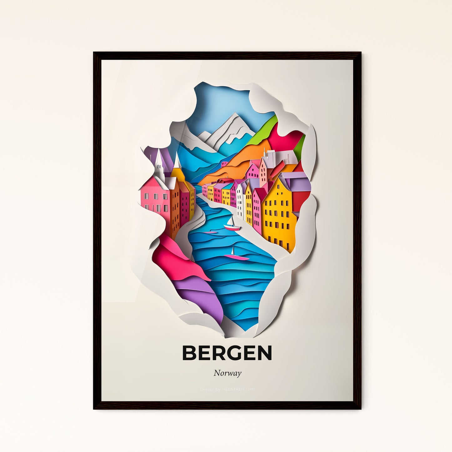 Vivid Bergen, Norway - a paper cut of a city with a river