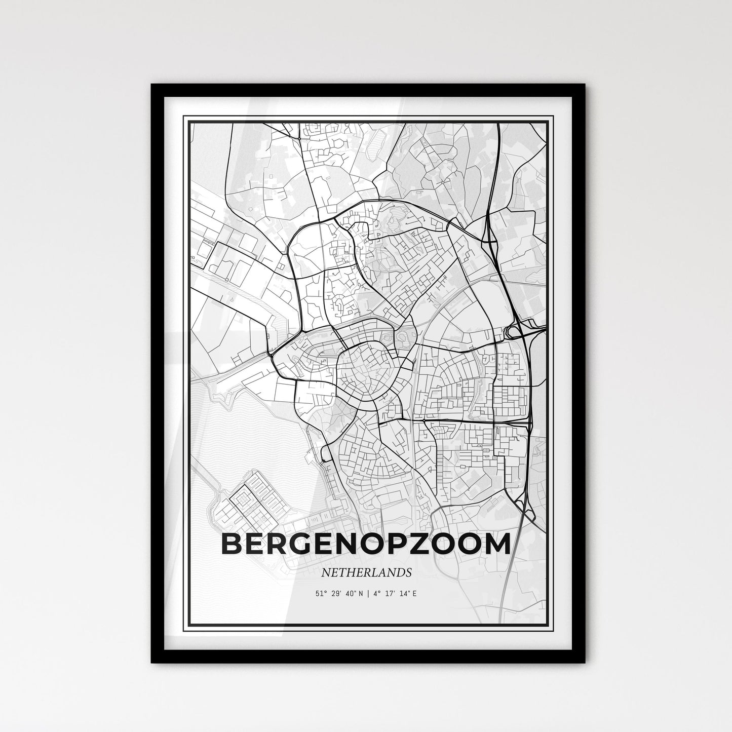  Bergen op Zoom Netherlands - Scandinavian Style City Map for Modern Home Decor