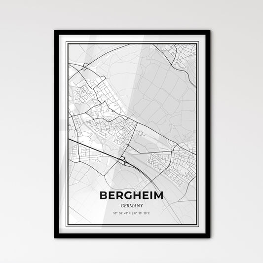 Bergheim Germany - Scandinavian Style City Map for Modern Home Decor