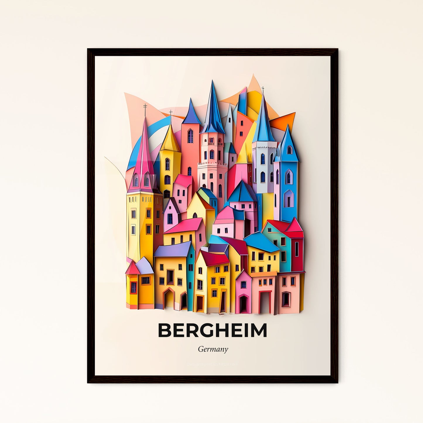 Vivid Bergheim, Germany - a colorful city with a clock on the top of it