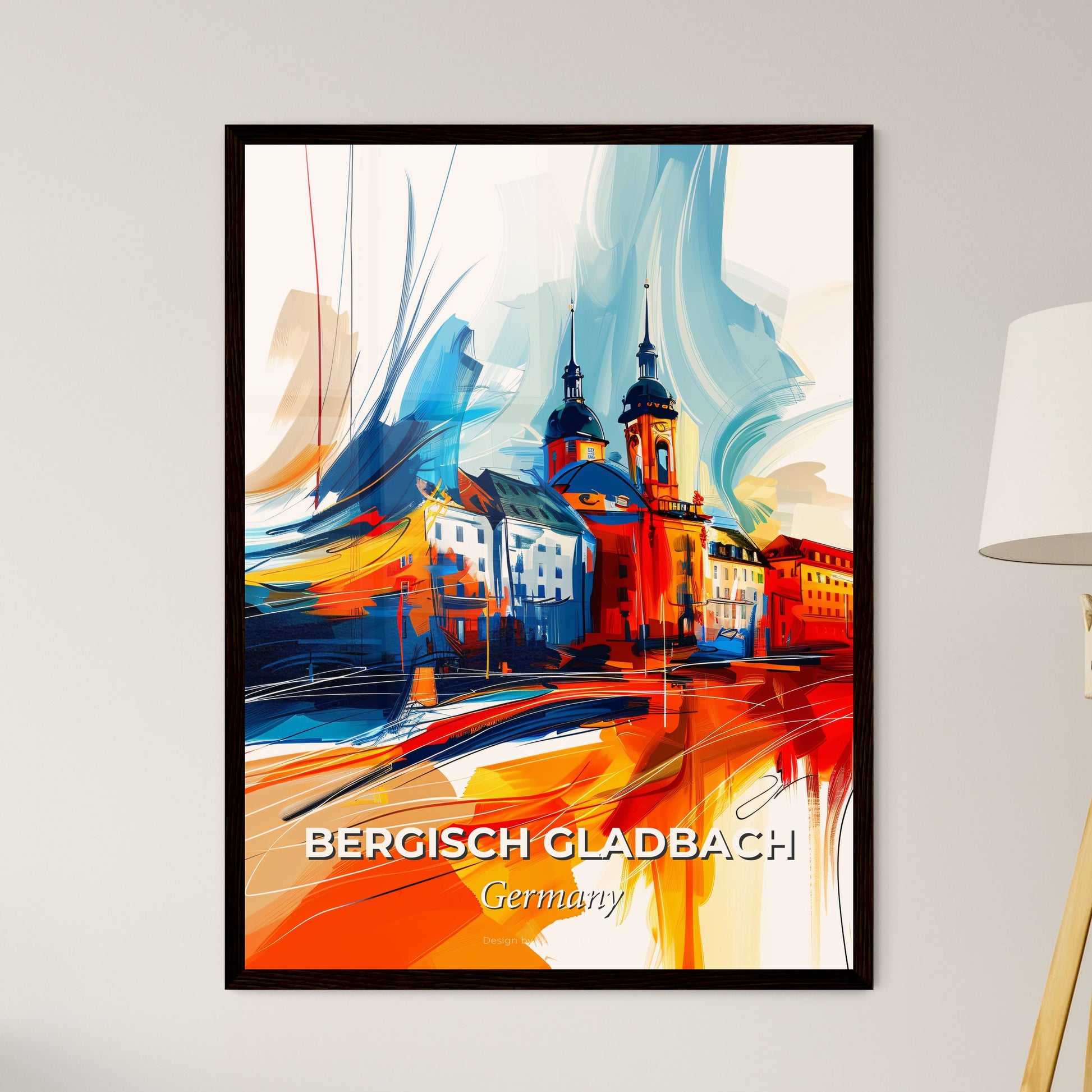 Vibrant Bergisch Gladbach, Germany - A Colorful Painting Of Buildings