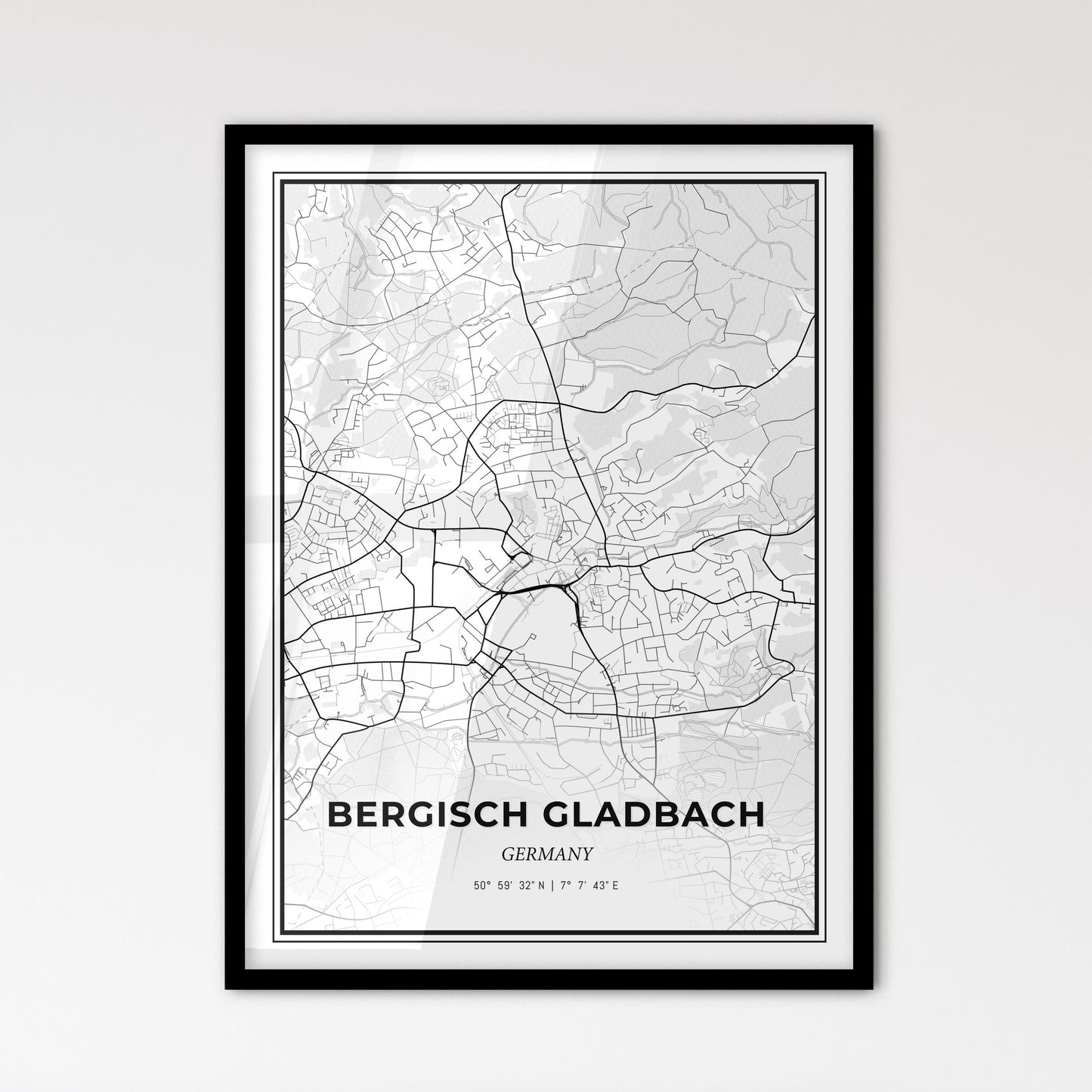 Bergisch Gladbach Germany - Scandinavian Style City Map for Modern Home Decor