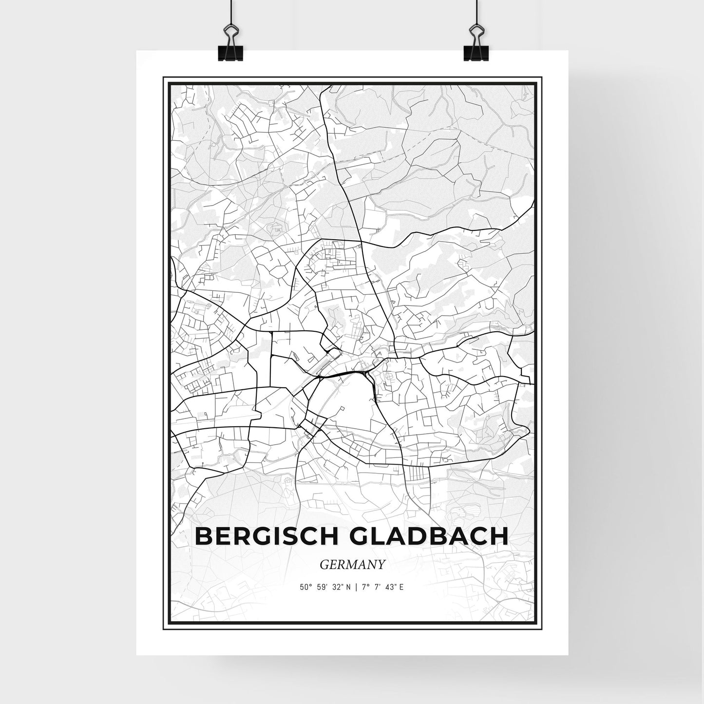 Bergisch Gladbach Germany - Premium City Map Poster