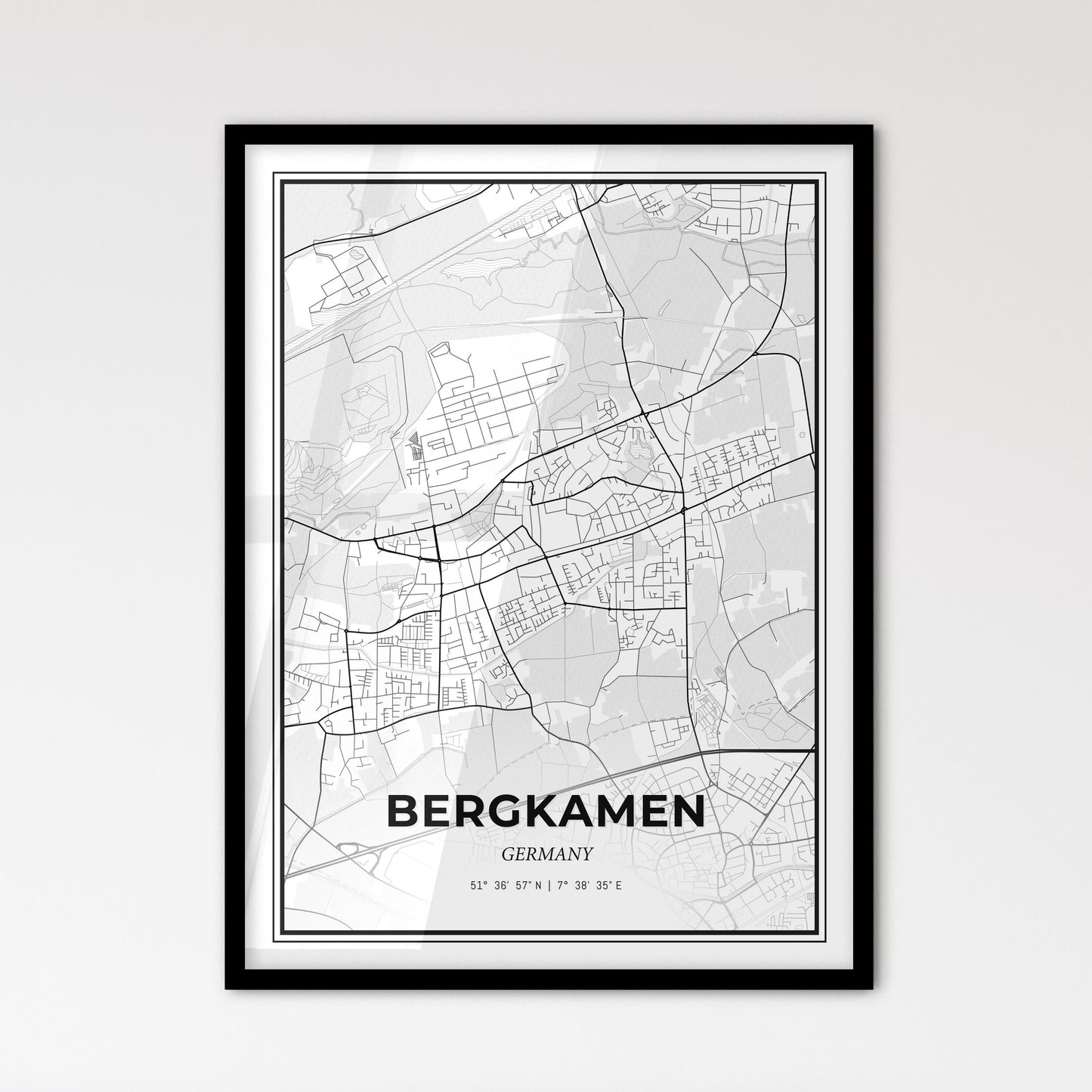 Bergkamen Germany - Scandinavian Style City Map for Modern Home Decor