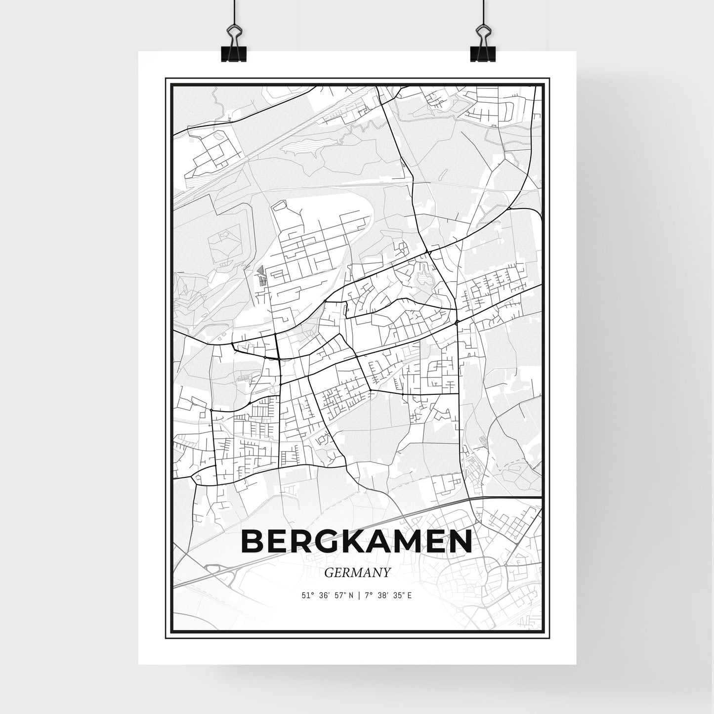 Bergkamen Germany - Premium City Map Poster