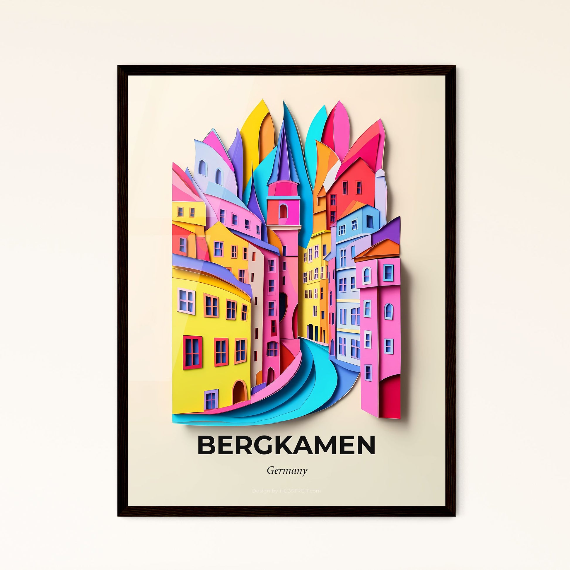 Vivid Bergkamen, Germany - a colorful city with a clock tower on top of it