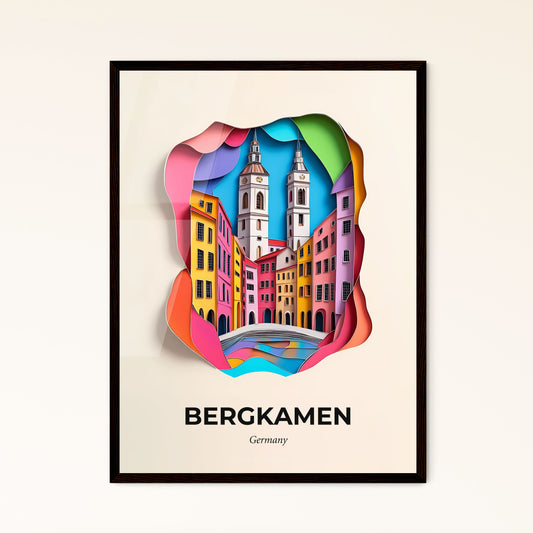 Vivid Bergkamen, Germany - a paper cut of a city with a bridge