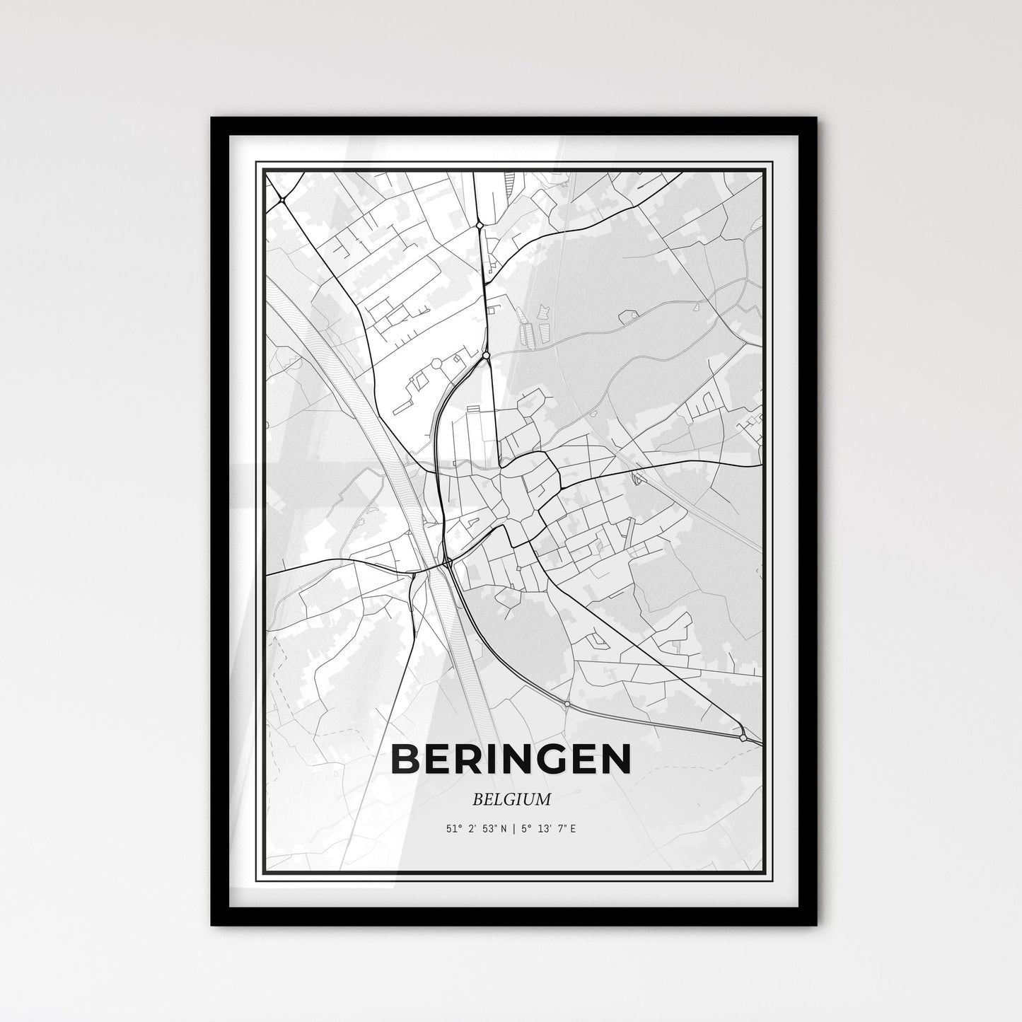 Beringen Belgium - Scandinavian Style City Map for Modern Home Decor